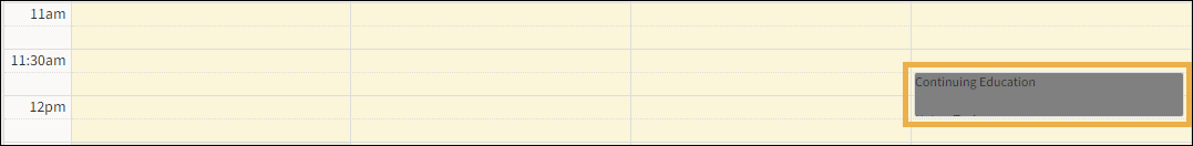 Schedule with yellow highlight box around a Block Operatory time.